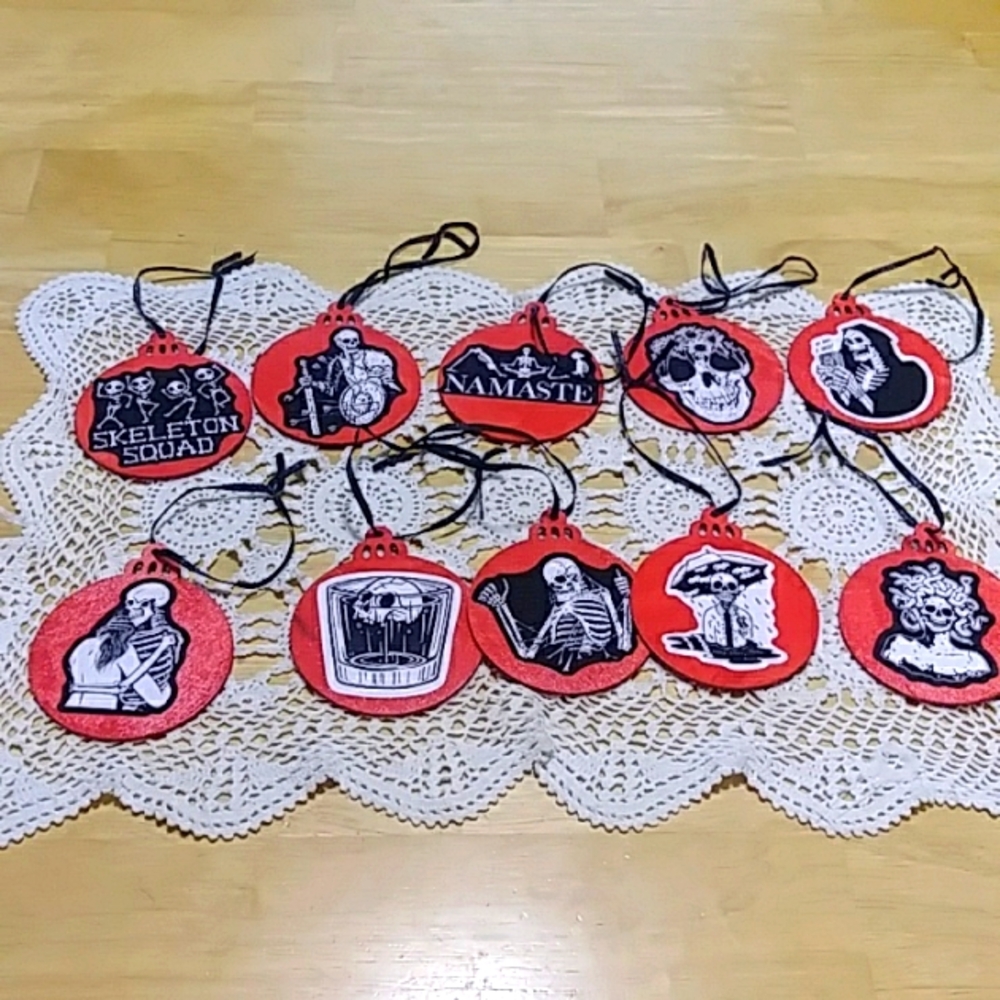 Hand-Painted, Stickered Halloween or spooky Christmas Ornaments